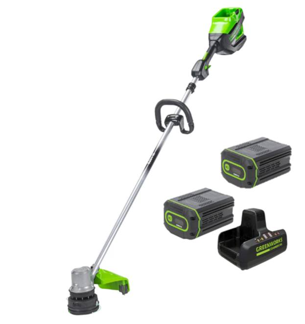 82V 16" (1.5kW) Brushless Cordless String Trimmer, 2 Batteries, and Dual Port Charger